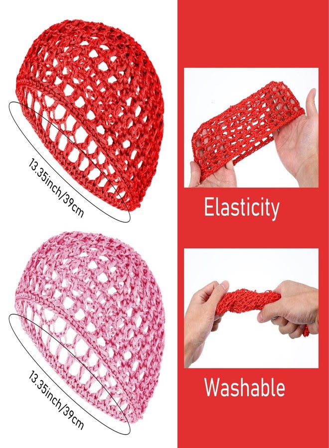 COMNICO 2Pcs Crochet Hair Net Mesh Cover Curls Hair Wrap Towels Sleeping Soft Nylon Bun Lifting Strap Thick Short Knit Snoods Hat Women Long Short Straight Curl Wig - Image 2